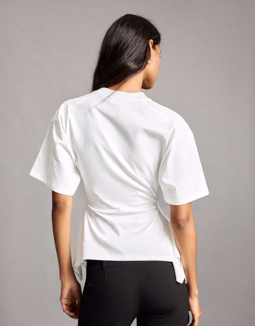 Bershka Le sserafim t-shirt à manches courtes à découpes blanc, 3 de 5