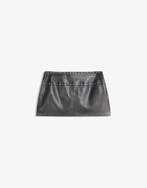 Bershka Leather effect mini skirt in black