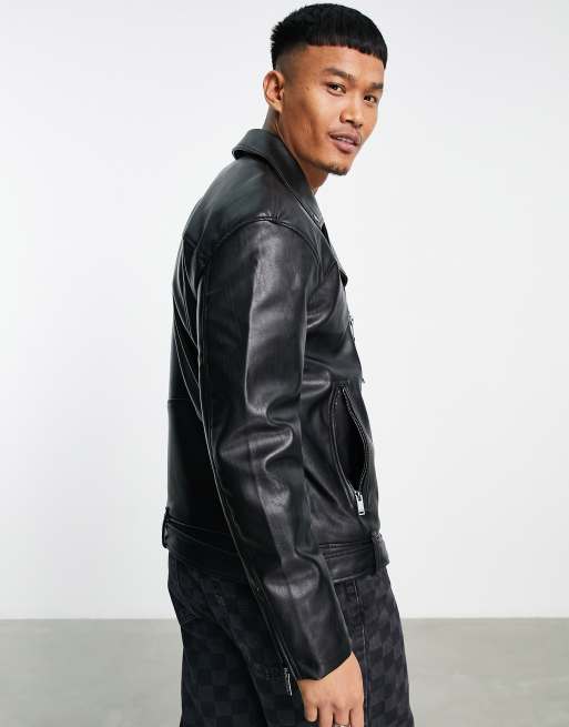 Bershka – Lederjacke mit Gürtel ASOS