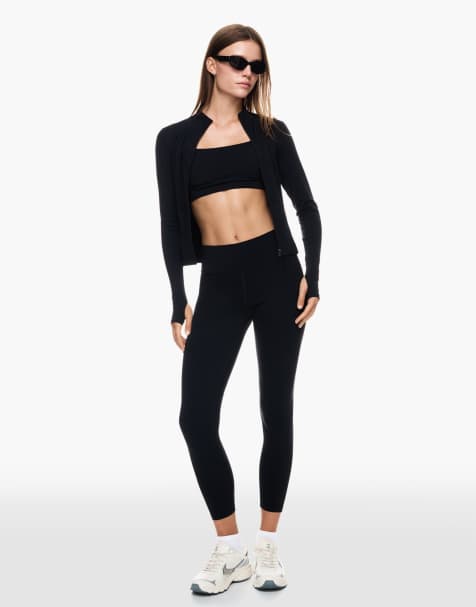 Bershka - Leggings in tessuto traspirante e ad asciugatura rapida neri - view 1