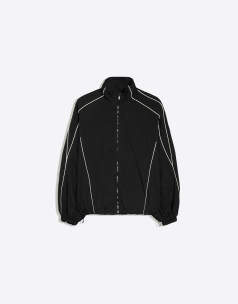 Bershka leichte Jacke mit Kontrastdetails in Schwarz - view 1