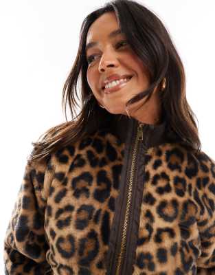 Bershka Leopard Print Cropped Jacket-multi