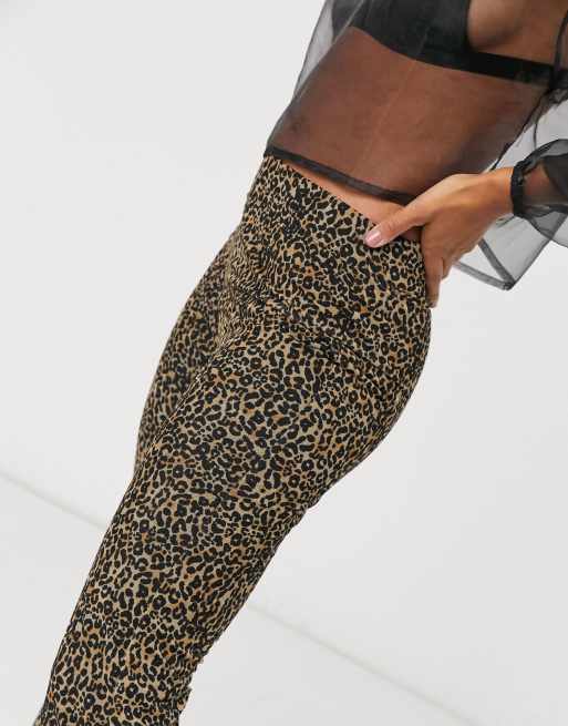 Plus Size Kiara Leopard Flare Pant - Brown