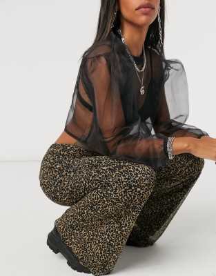 leopard mesh trousers