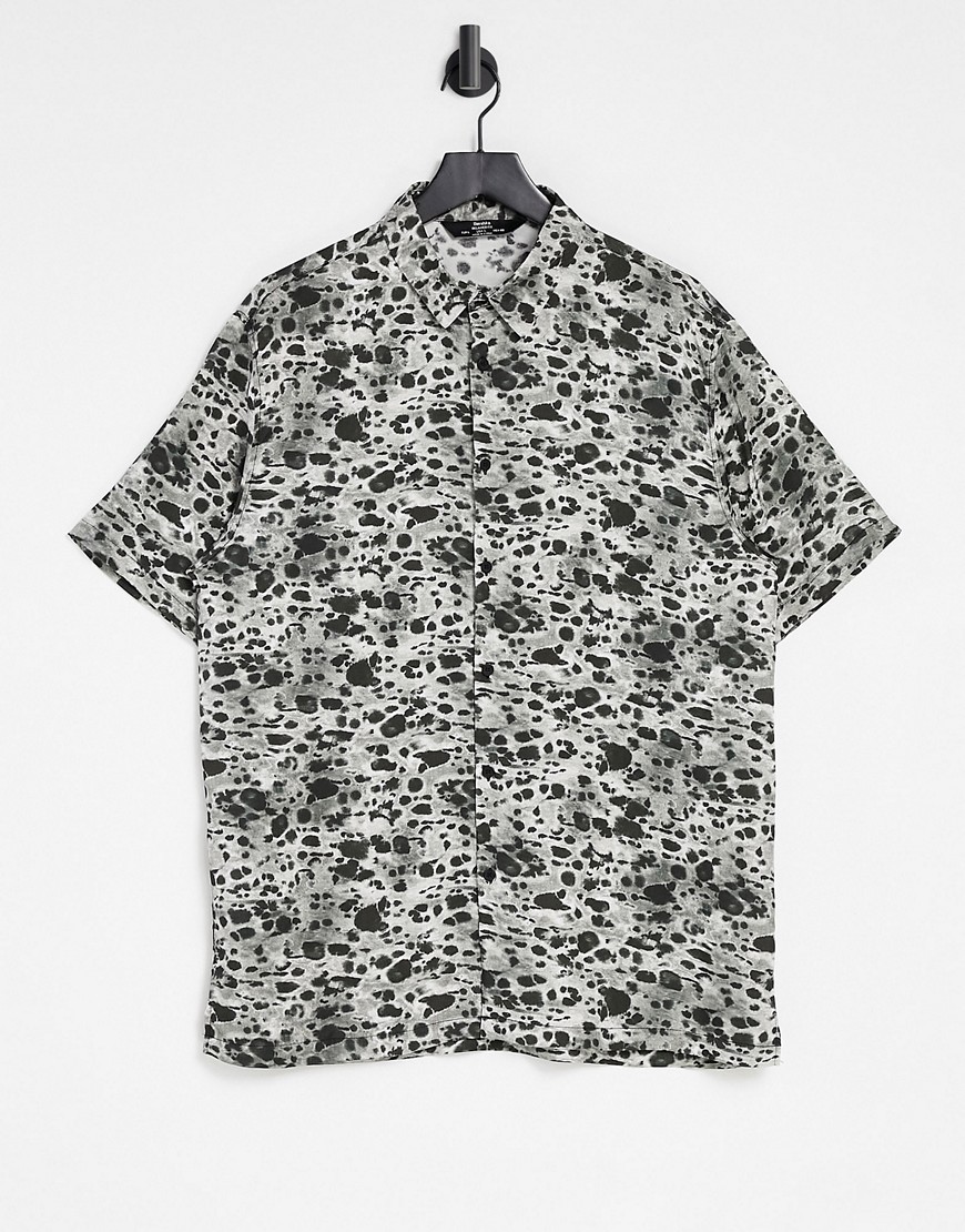 Bershka leopard print shirt-Black