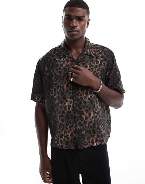 Bershka leopard printed shirt in brown - view 1