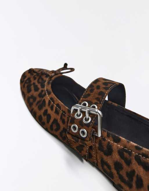 Bershka leopardmønstrede ballerinaer med spænde i brun, 6 af 6