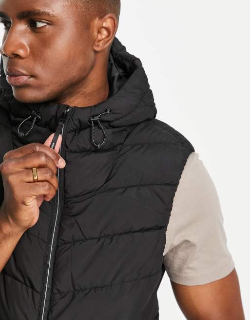 Bershka lightweight hooded gilet in black ASOS