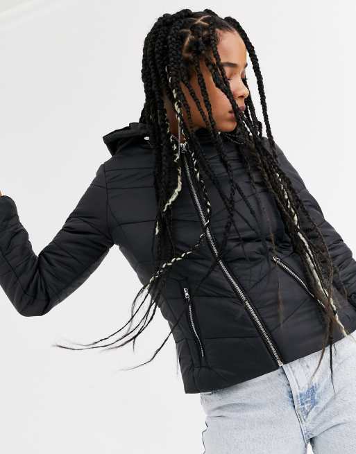 Bershka lightweight puffer jacket in black ASOS