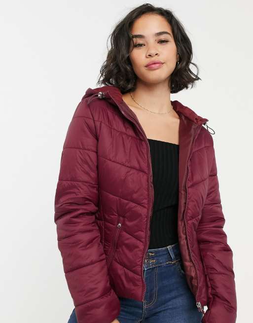 Burgundy puffer jacket outlet women's