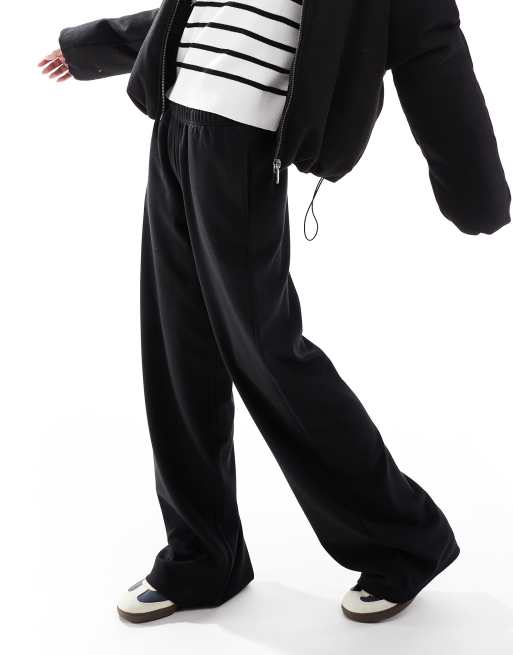 Bershka lightweight wide leg sweatpants in black