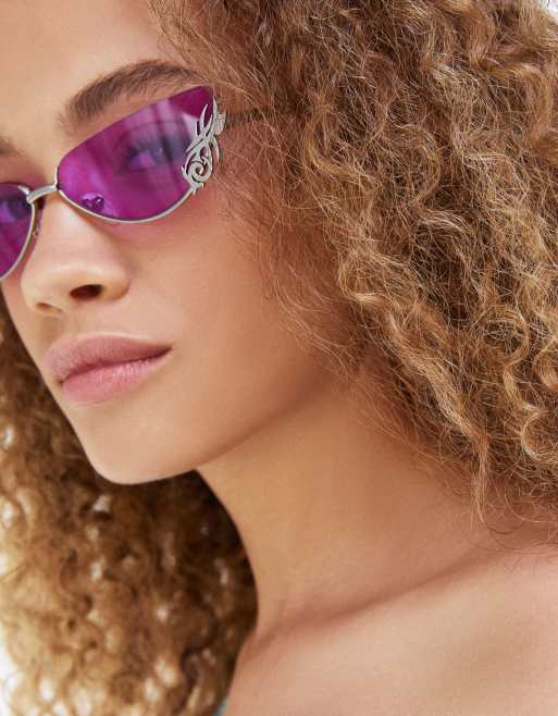 Bershka – Lila solglasögon i cateye-modell med detalj vid glasen