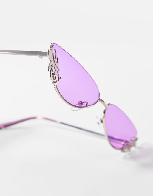 Bershka – Lila solglasögon i cateye-modell med detalj vid glasen, 3 av 4