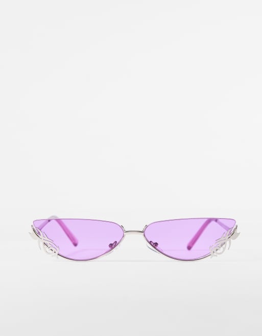 Bershka – Lila solglasögon i cateye-modell med detalj vid glasen, 4 av 4