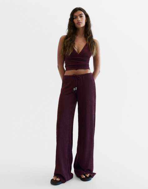 Bershka - Lilla bukser med elastisk talje og vide ben - view 1