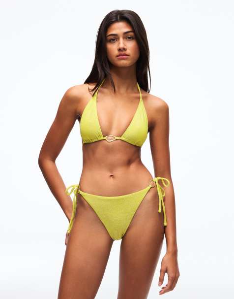 Bershka - Limefarvet trekantsbikinitop - view 1