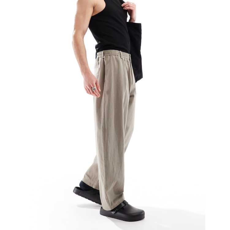 【massnoun】21ss★ BALLOON FIT LINEN WIDE PANTS Balloon fit linen blend pants - pull&bear