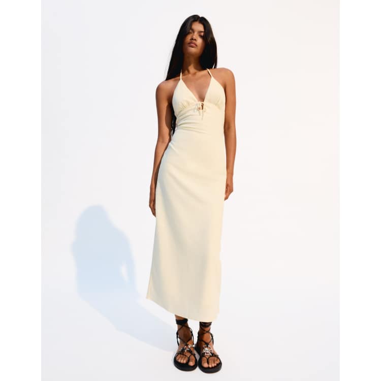 bershka beige dress BERSHKA beige cutout blazer dress