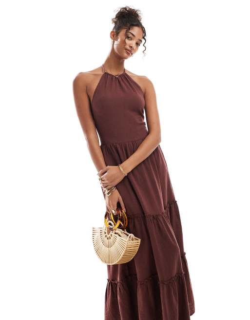 ワンピース [MARRON EDITION] Maxi Dress Indah Innocence Smocked Cutaway Maxi Namibia INNOCENCE
