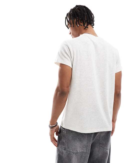 Bershka linen look t-shirt in white