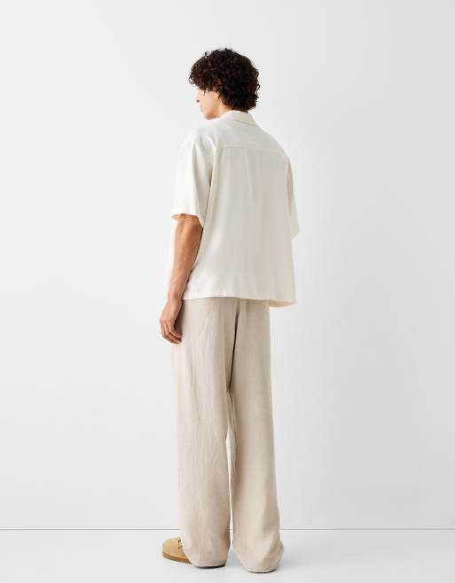 【LOOKPLE】Back Elastic Two-Tuck Linen Wide Pants ★S/M/L MADLADY