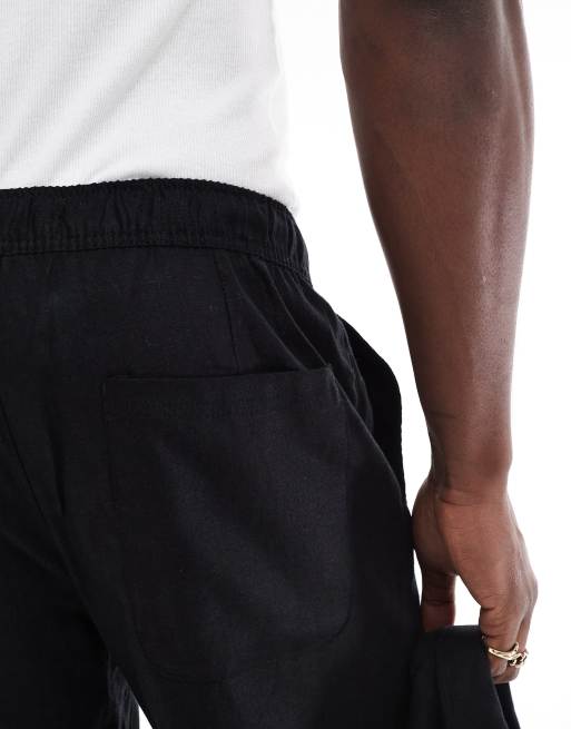 Bershka linen rich pants in black - part of a set