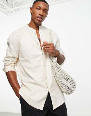 Bershka linen shirt in ecru