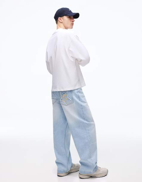 Bershka – Ljusblå jeans med barrelben - view 1