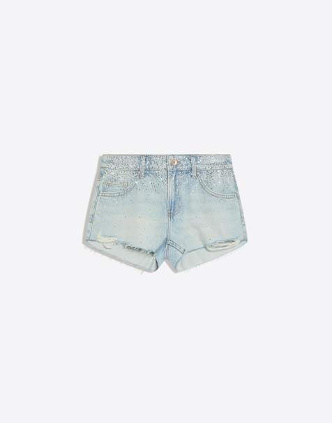 Bershka – Ljusblå, skimrande jeansshorts - view 1