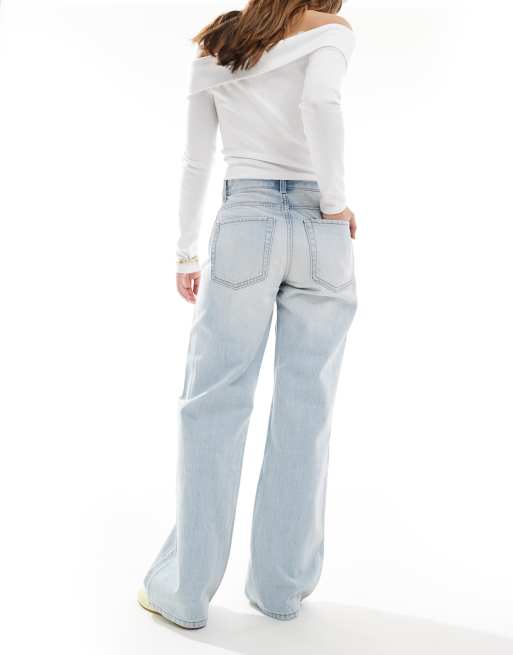 Bershka – Ljusblå, tvättade, vida jeans i 90-talsstil med hög midja, 3 av 5