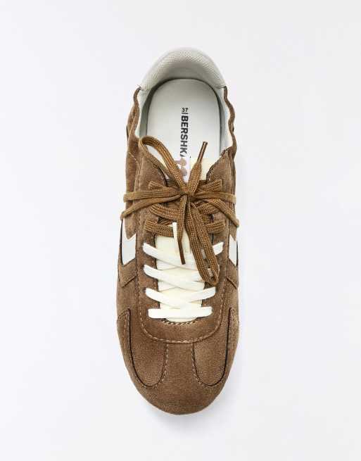 Bershka – Ljusbruna sneakers i retrostil med platt sula, 3 av 6