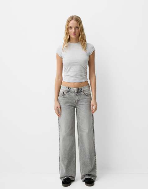 Bershka – Ljusgrå boyfriend-jeans - view 1