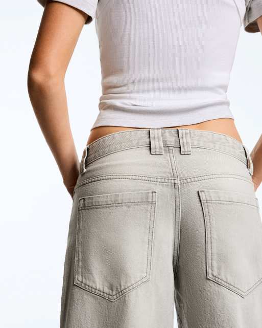 Bershka – Ljusgrå jeans med barrelben, 4 av 5