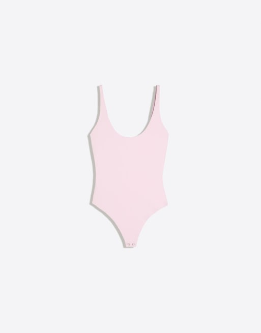 Bershka – Ljusrosa body med rund halsringning och smala axelband, 5 av 6