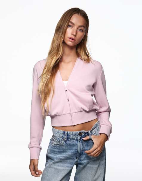 Bershka – Ljusrosa huvtröja med dragkedja - view 1