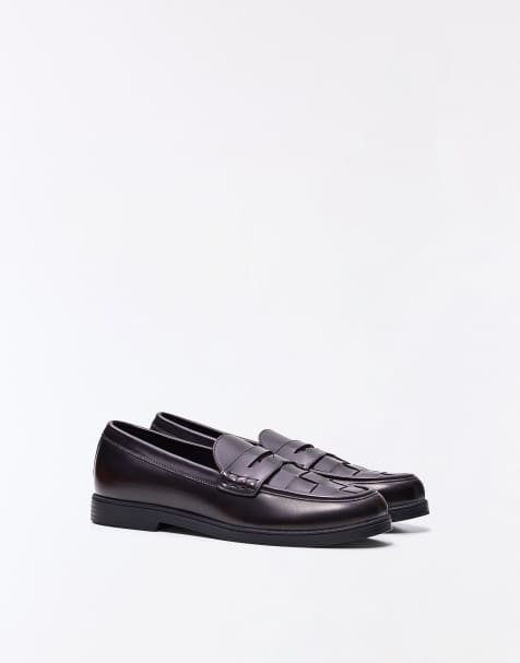 Bershka – Loafer in Braun mit elegantem Flechtdetail - view 1