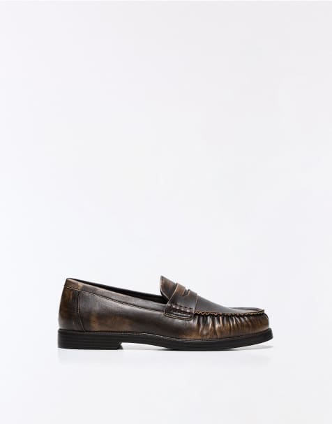 Bershka loafers i brun borstad finish - view 1