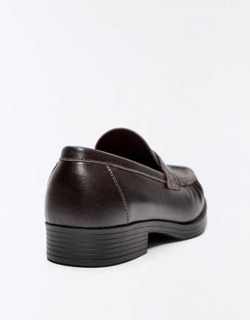 Bershka loafers med firkantet tå i bordeaux læder, 6 af 7