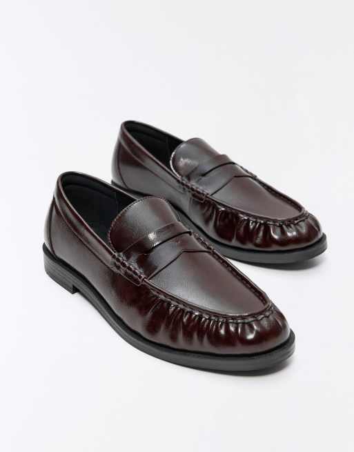 Bershka loafers med rynkad detalj i brunt, 3 av 6