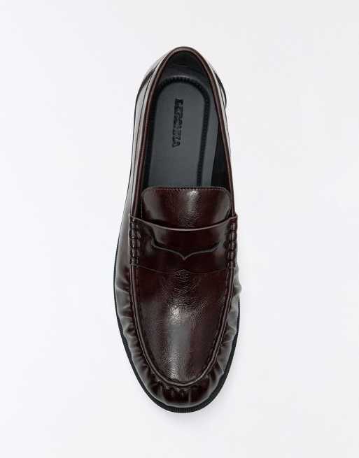Bershka loafers med rynkad detalj i brunt, 4 av 6