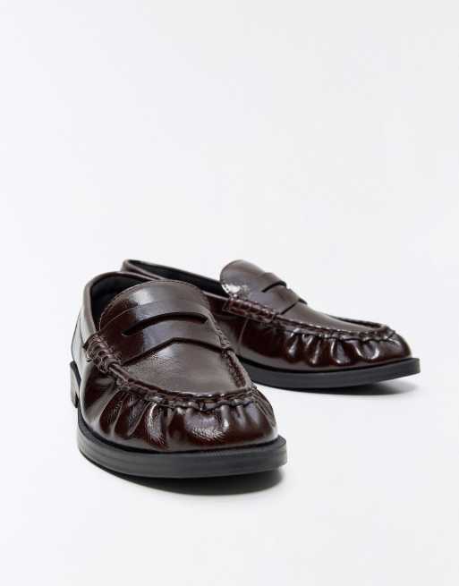 Bershka loafers med rynkade detaljer i brunt, 5 av 7