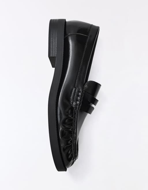 Bershka loafers med rynkeeffekt i sort, 5 af 7