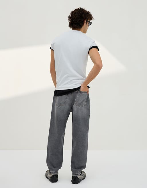 Bershka – Lockere Jeans in Grau, 4 von 4