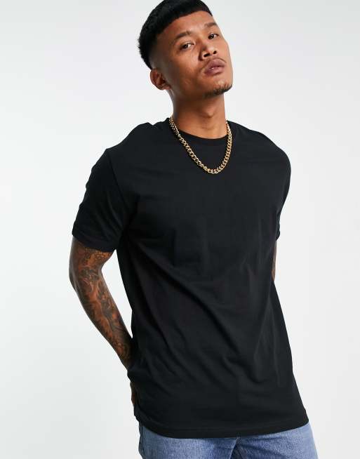 Bershka long line t-shirt in black | ASOS