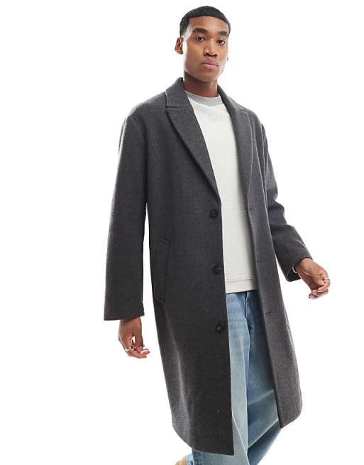 Bershka long overcoat in charcoal | ASOS Bershka long overcoat in charcoal | ASOS