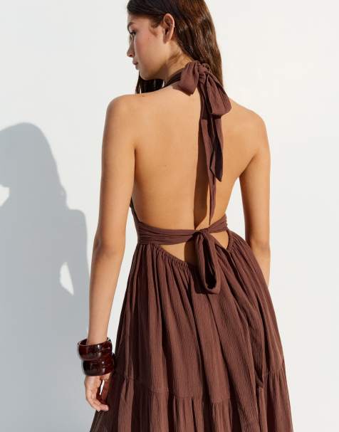 halter dress slip Jasmine Halter Maxi Dress ~ Champagne Luxe Satin L
