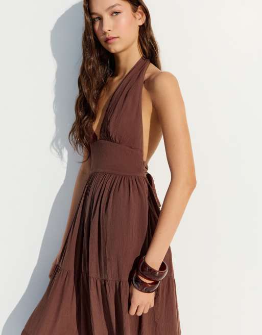 bershka brown dress Bershka
