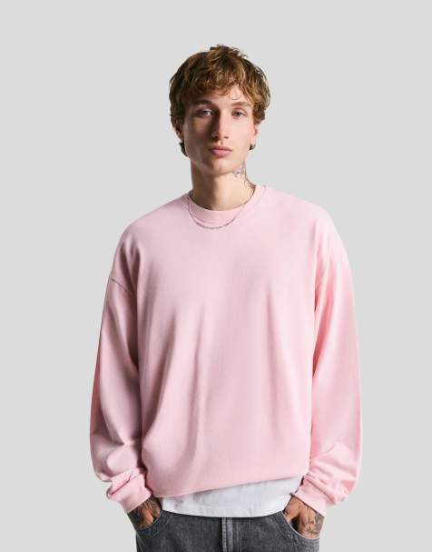 Bershka Long sleeve boxy fit t-shirt in pink - view 1