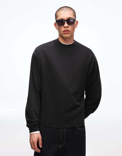 Bershka Long sleeve t-shirt in black