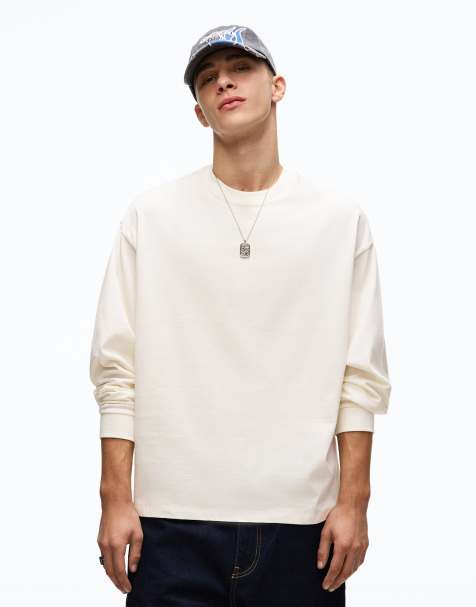 Bershka Long sleeve t-shirt in white